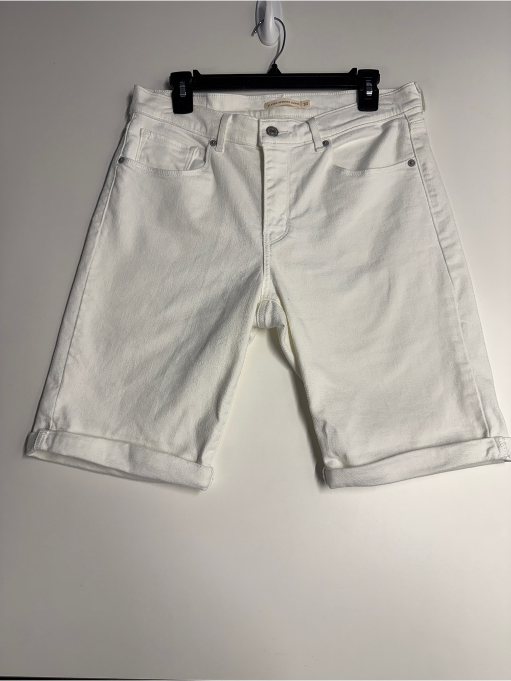 Levi's White Denim Rolled-Hem Shorts